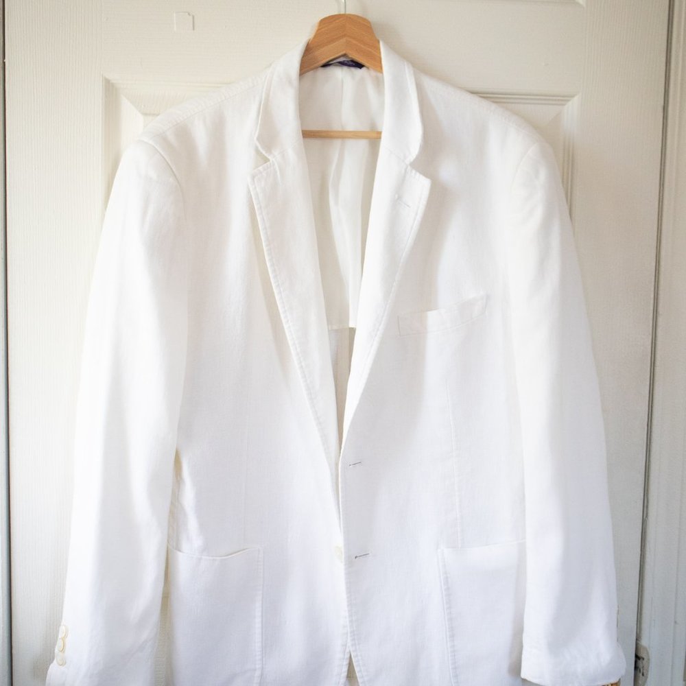 Men’s White Linen Blazer